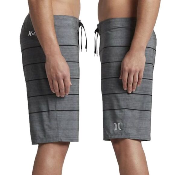 Hurley Grey Stripe Phantom Pinline Boardshorts Swim Board Shorts Size 32 - Picture 2 of 11